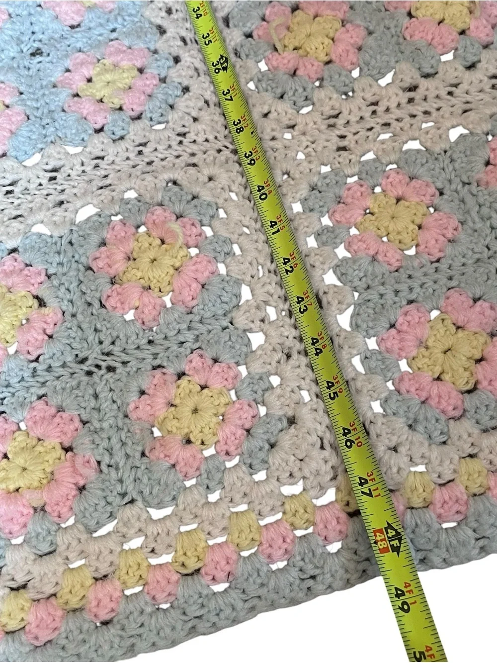 VTG Crochet Baby Blanket Afghan Granny Squares 36